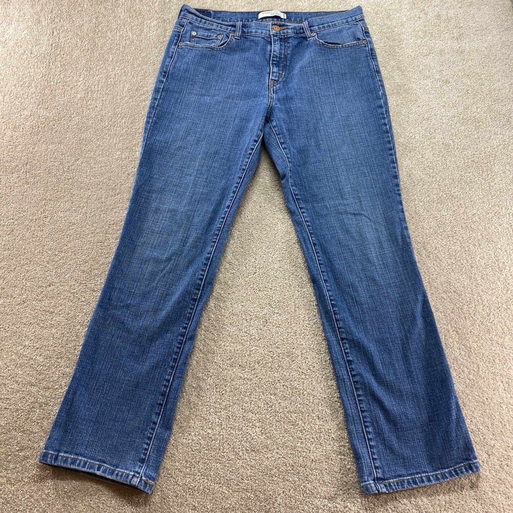 Levis 505 Straight Leg Jeans Womens 12 Medium‎ Blue Stretch Denim Mid Rise